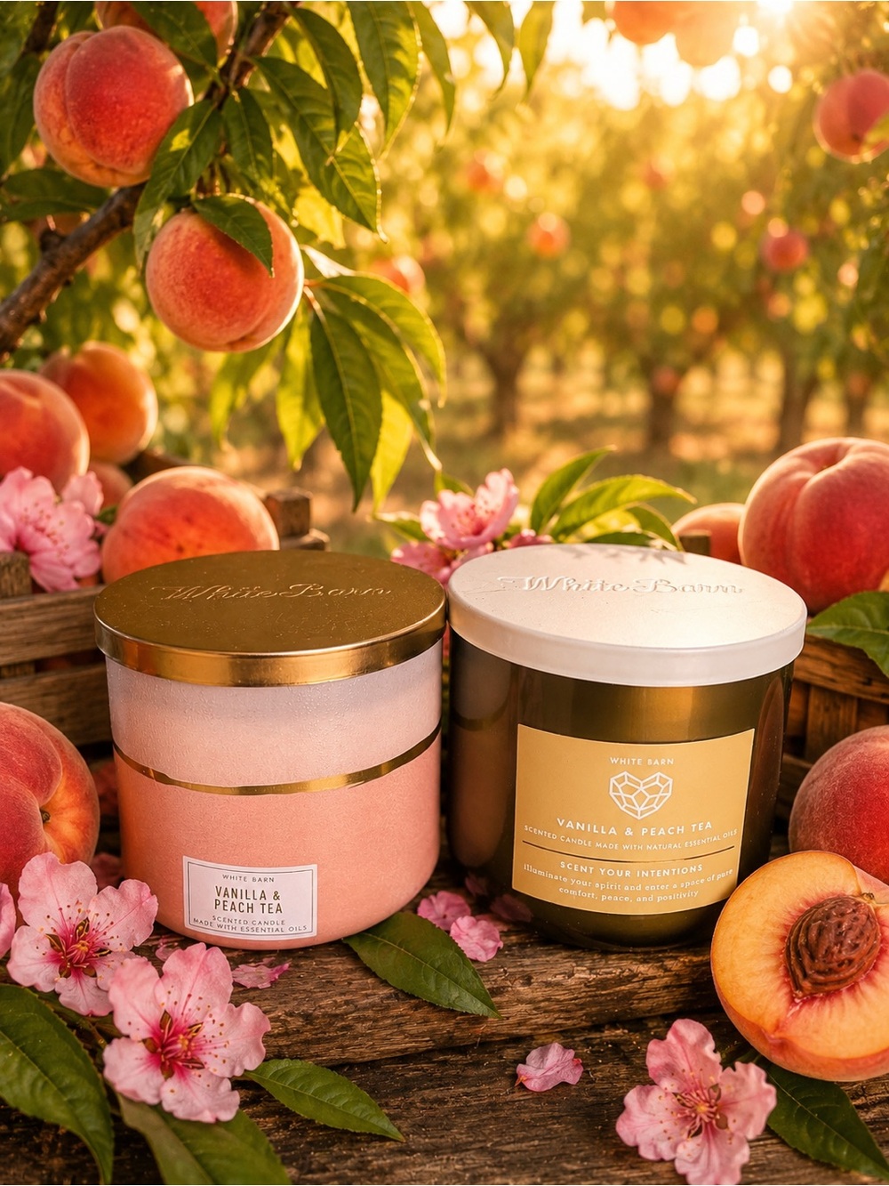 White Barn Vanilla & Peach Tea Scented Candles